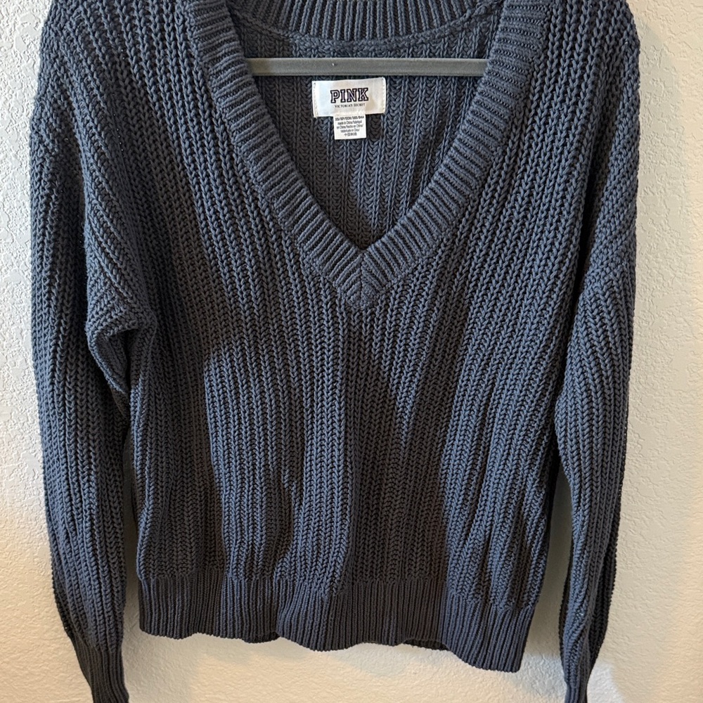 PINK Victoria's Secret Charcoal V-Neck Sweater